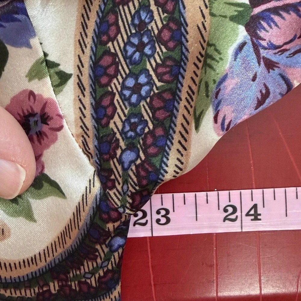 Cacique Vintage‎ Pajama Set Womens Small Pink Satin Floral Paisley Pearl Button